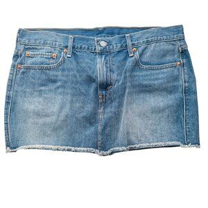Levis Denim Mini Skirt Distressed Frayed Hem Blue Jean Casual Womens Size 31